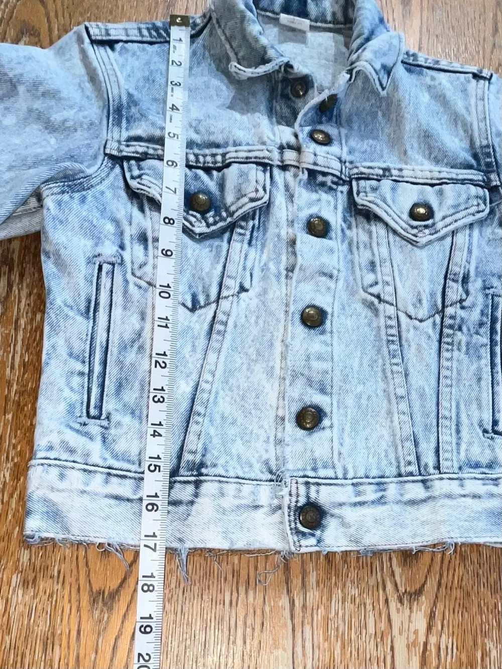 Vintage 80’s Cowden denim jacket acid stone wash, trucker-style , size 10 youth